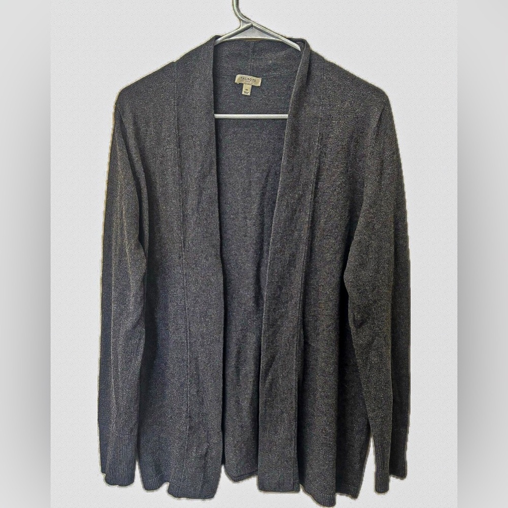 Talbots Charcoal Open Front Cardigan Women’s Medium Soft Knit Classic